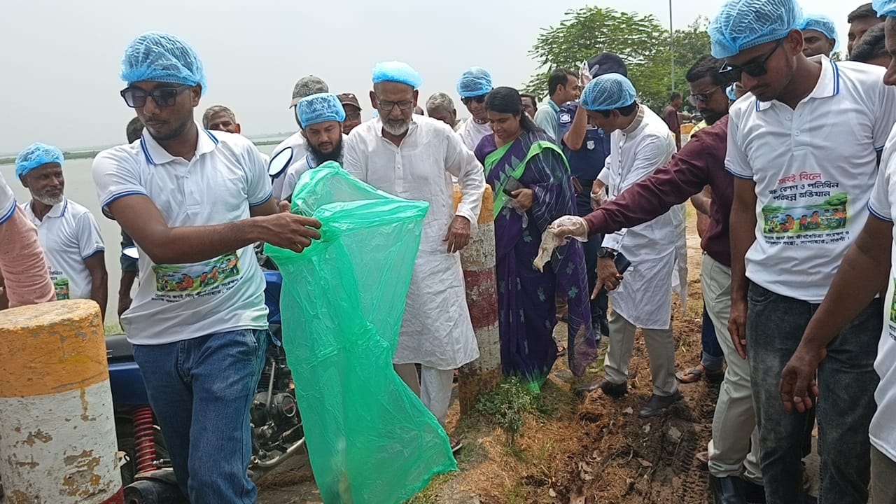 সাপাহার জবই বিলে বৃক্ষ রোপণ ও পরিচ্ছন্ন অভিযান